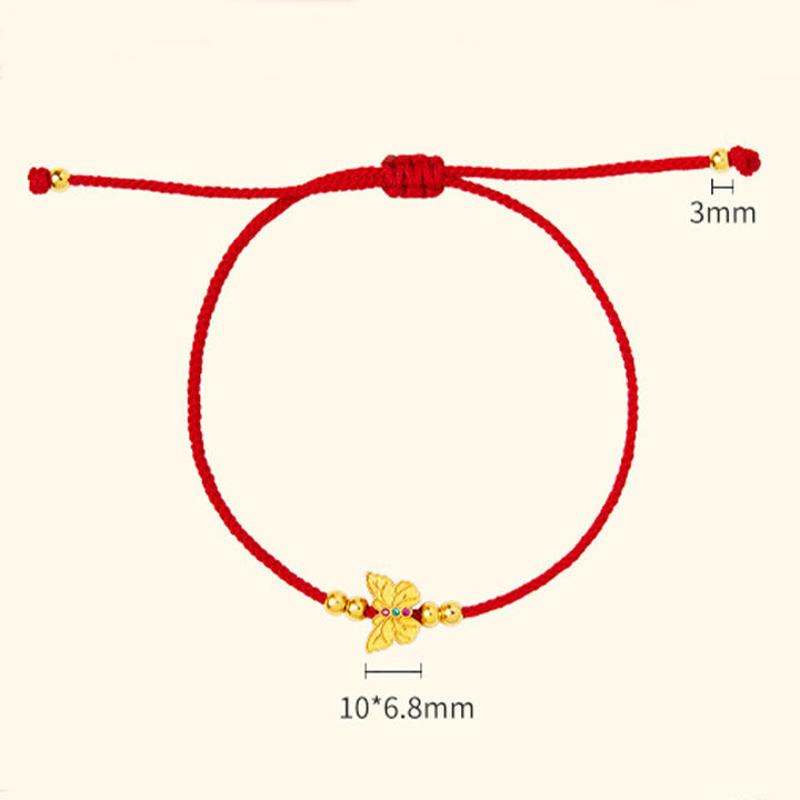 Buddha Stones 999 Sterling Silver Butterfly Red String Strength Bracelet - image 10