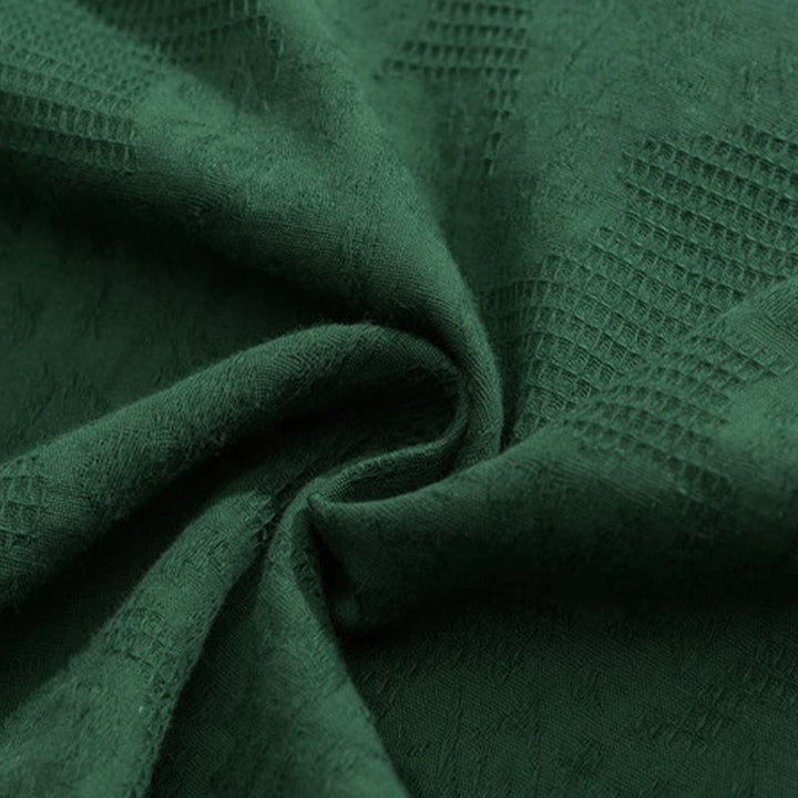 Buddha Stones Retro Pure Color Frog-Button Design Jacquard Flower Pattern Men's Short Sleeve Cotton Linen Shirt - image 11