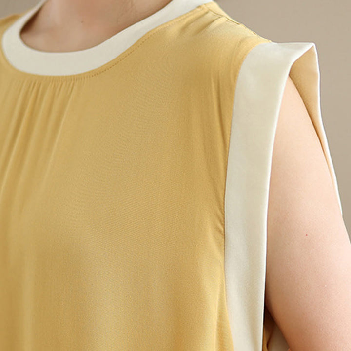 Buddha Stones Pure Color Slit Design Sleeveless Cotton Midi Dress With Pockets - image 33