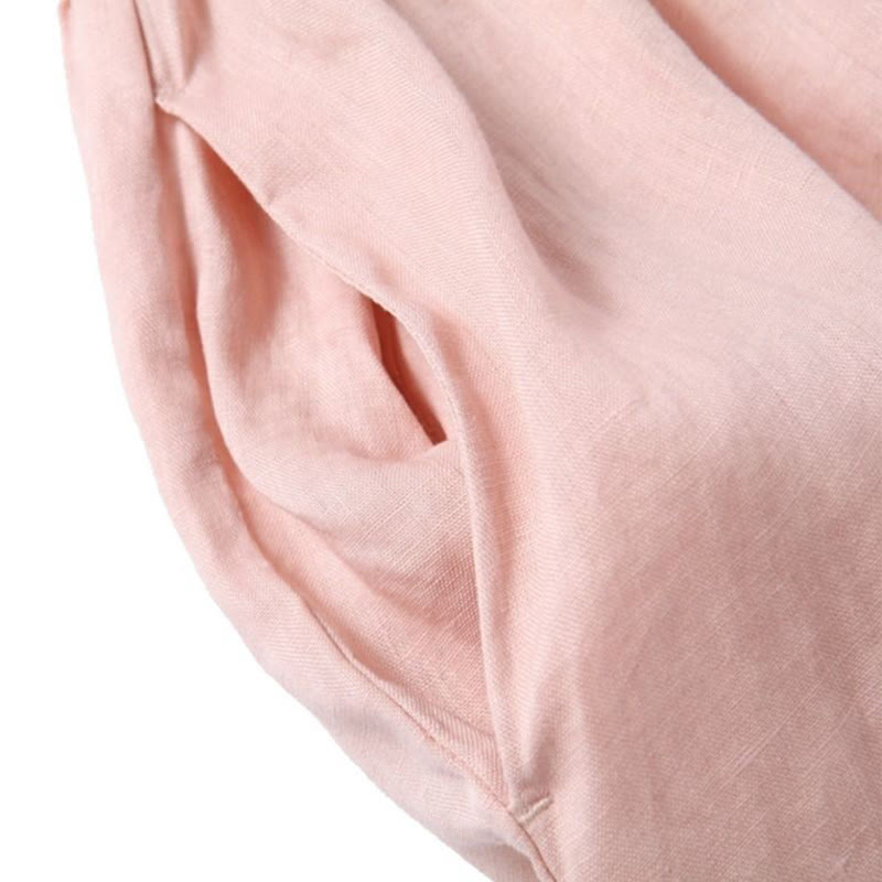 Buddha Stones Fall Vintage Embroidery Button Drawstring Design Cotton Linen Long Sleeve Midi Dress With Pockets - image 8