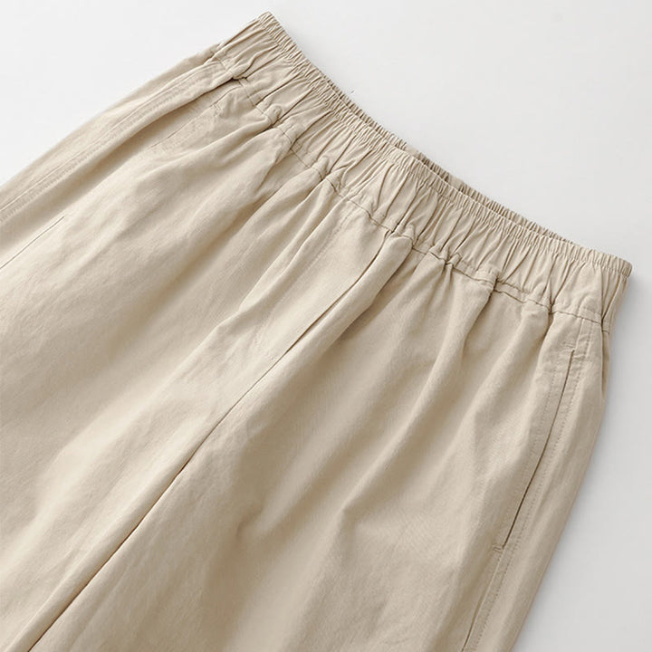 Buddha Stones Spring Commute Solid Color High Waist Women's Wide Leg Cotton Linen Pants With Pockets - image 3