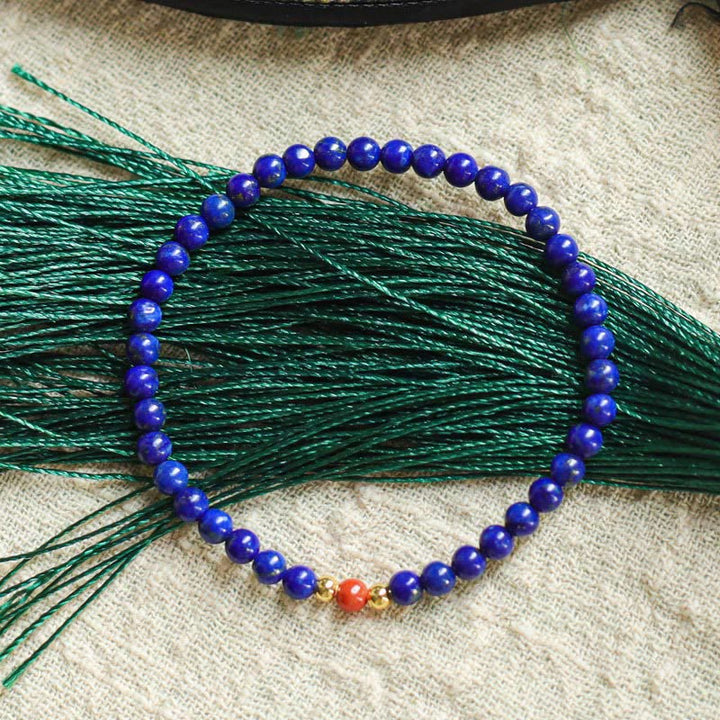 Buddha Stones Small Lazurite Cinnabar Ultra-thin Beads Positive Bracelet - image 3