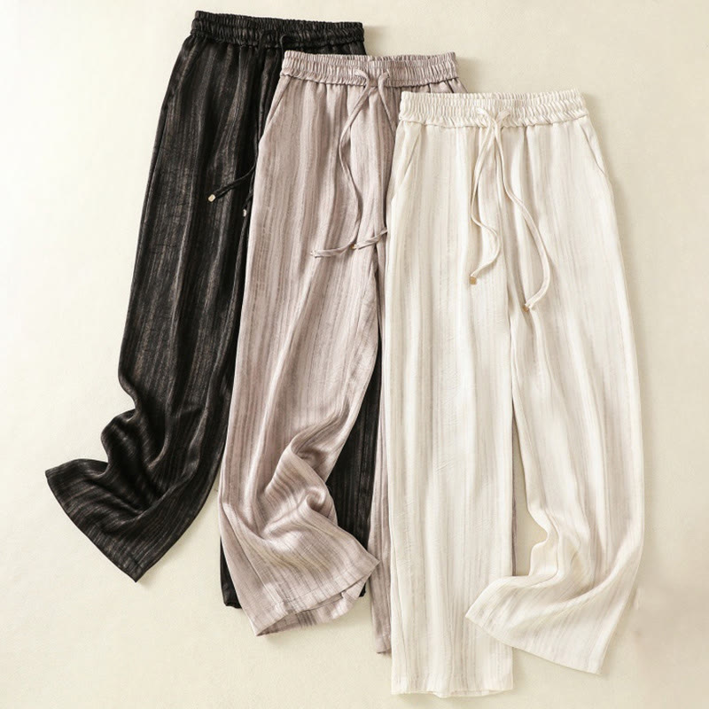 Buddha Stones Artistic Casual Vertical Lines Pattern Drawstring Ankle-length Women's Pants With Pockets - image 23