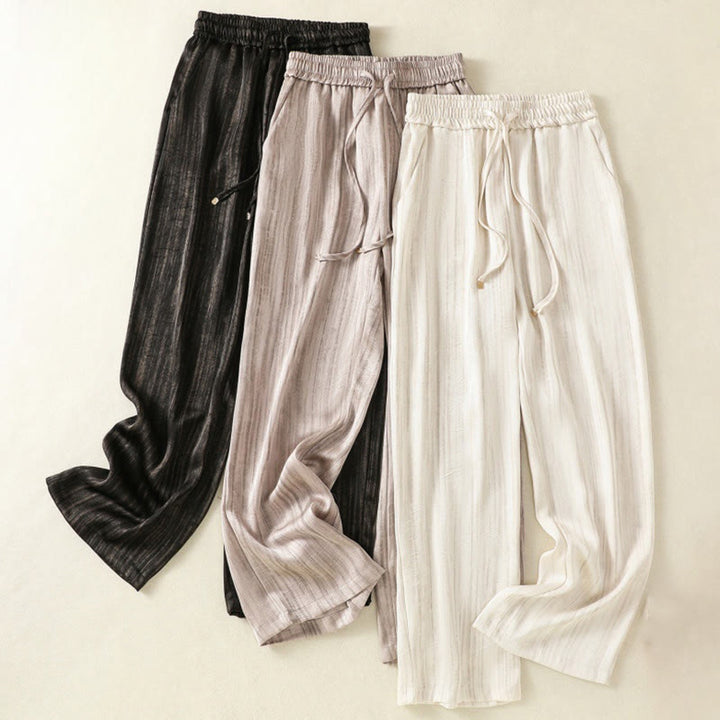 Buddha Stones Artistic Casual Vertical Lines Pattern Drawstring Ankle-length Women's Pants With Pockets - image 23