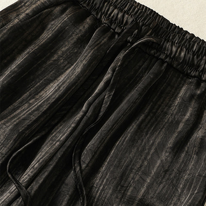 Buddha Stones Artistic Casual Vertical Lines Pattern Drawstring Ankle-length Women's Pants With Pockets - image 12