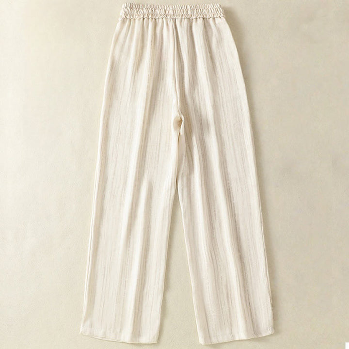 Buddha Stones Artistic Casual Vertical Lines Pattern Drawstring Ankle-length Women's Pants With Pockets - image 1