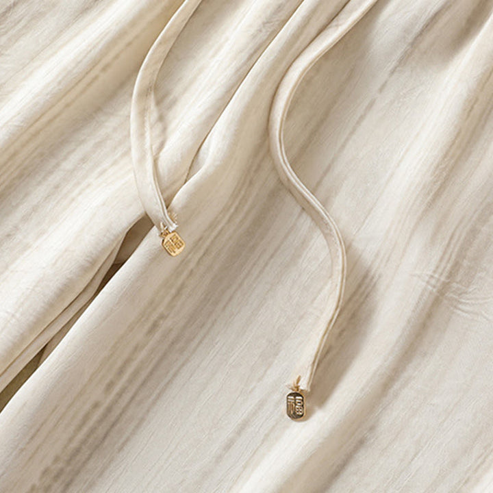 Buddha Stones Artistic Casual Vertical Lines Pattern Drawstring Ankle-length Women's Pants With Pockets - image 3