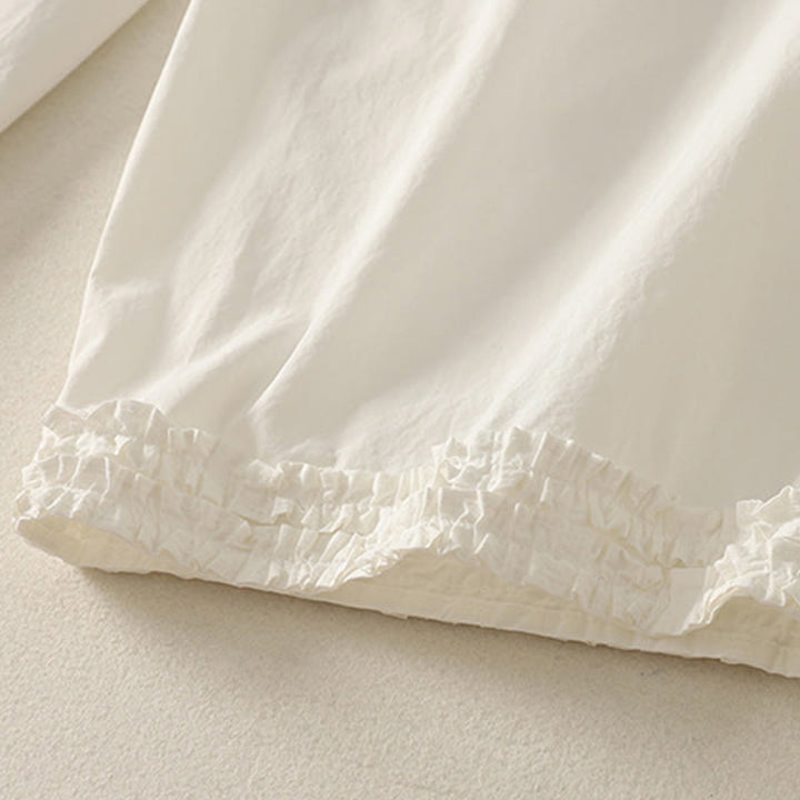 Buddha Stones Casual Ruffle Hem Patchwork Design Drawstring Ankle-length Women's Cotton Pants With Pockets - image 11