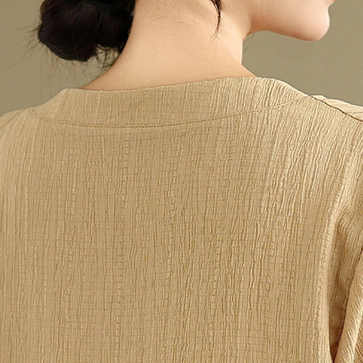 Buddha Stones Casual Plain Button V-Neck Women's Polyester Short Sleeve Shirt - image 7