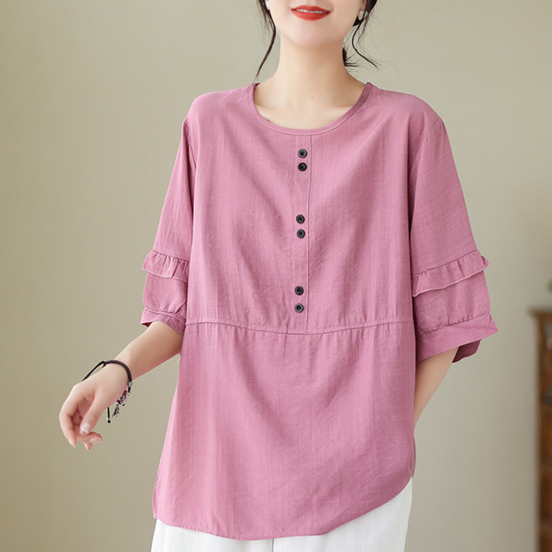 Buddha Stones Casual Summer Plain Crew Neck Women's Polyester Short Sleeve T-shirt - image 11