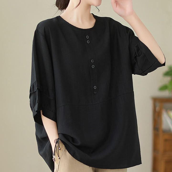 Buddha Stones Casual Summer Plain Crew Neck Women's Polyester Short Sleeve T-shirt - image 18