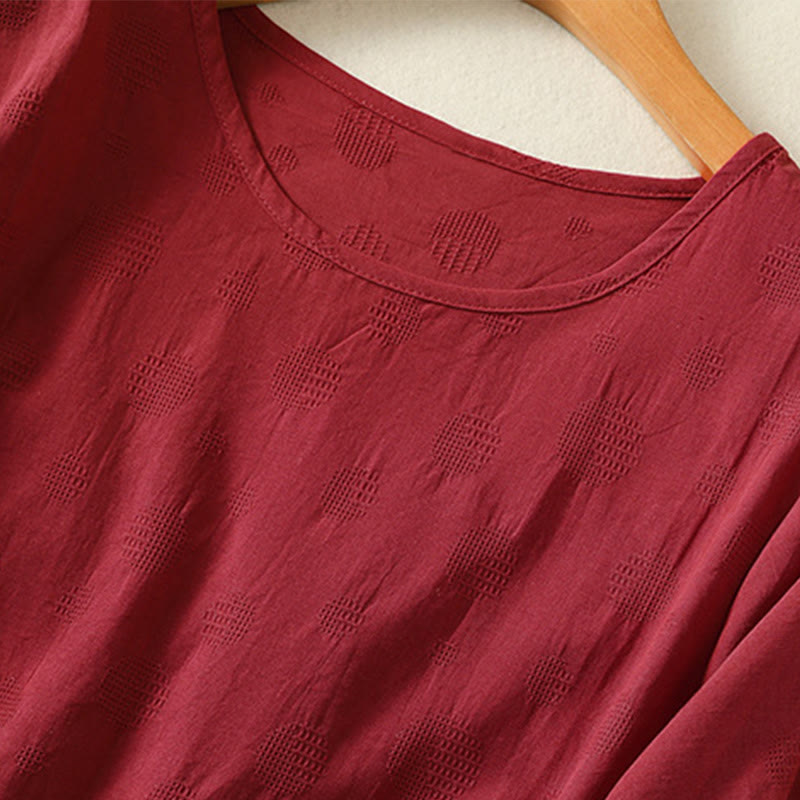 Buddha Stones Plain Crew Neck Design Women's Cotton Loose Short Sleeves Shirt - image 18