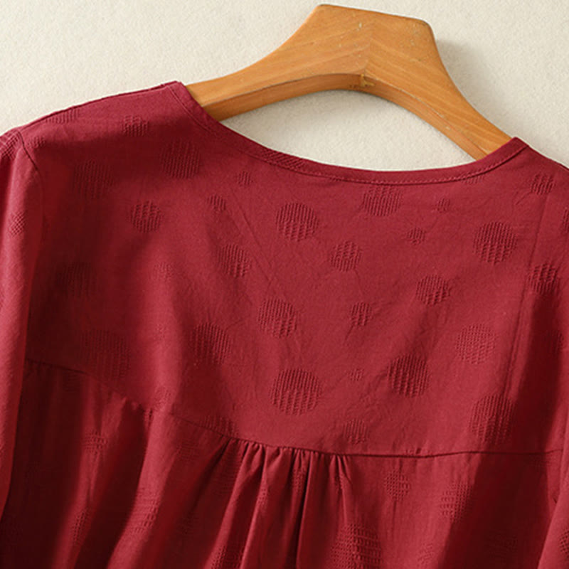 Buddha Stones Plain Crew Neck Design Women's Cotton Loose Short Sleeves Shirt - image 19