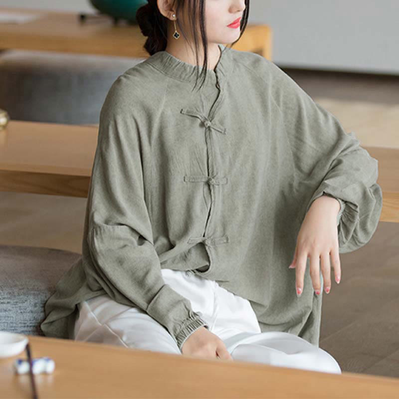 Buddha Stones Frog-Button Long Sleeve Shirt Zen Tai Chi Meditation Top Hanfu Clothing Jacket - image 19