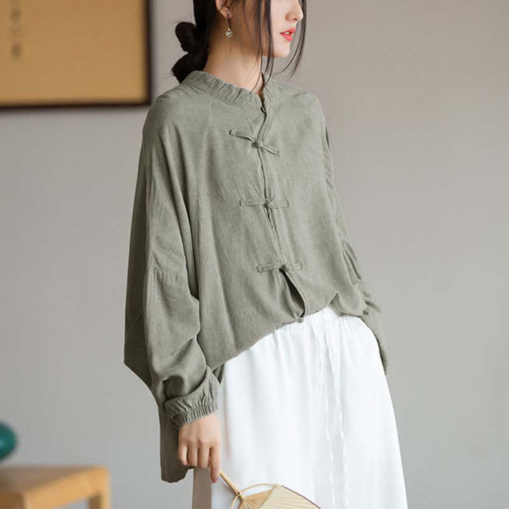 Buddha Stones Frog-Button Long Sleeve Shirt Zen Tai Chi Meditation Top Hanfu Clothing Jacket - image 18