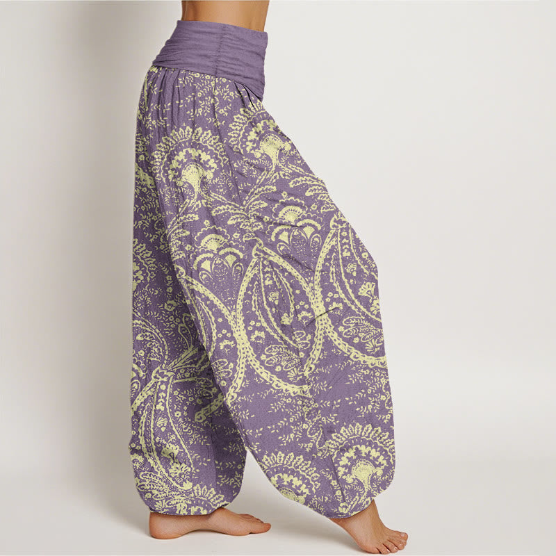 Buddha Stones Pure Cotton Flowers Paisley Patterns Women's Elastic Waist Harem Pants - image 8