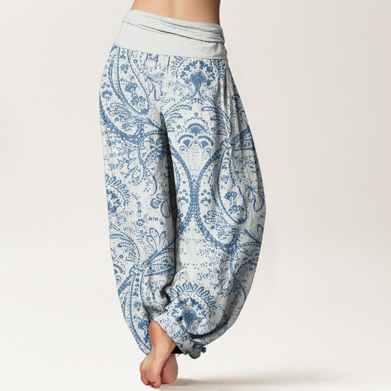 Buddha Stones Pure Cotton Flowers Paisley Patterns Women's Elastic Waist Harem Pants - image 1