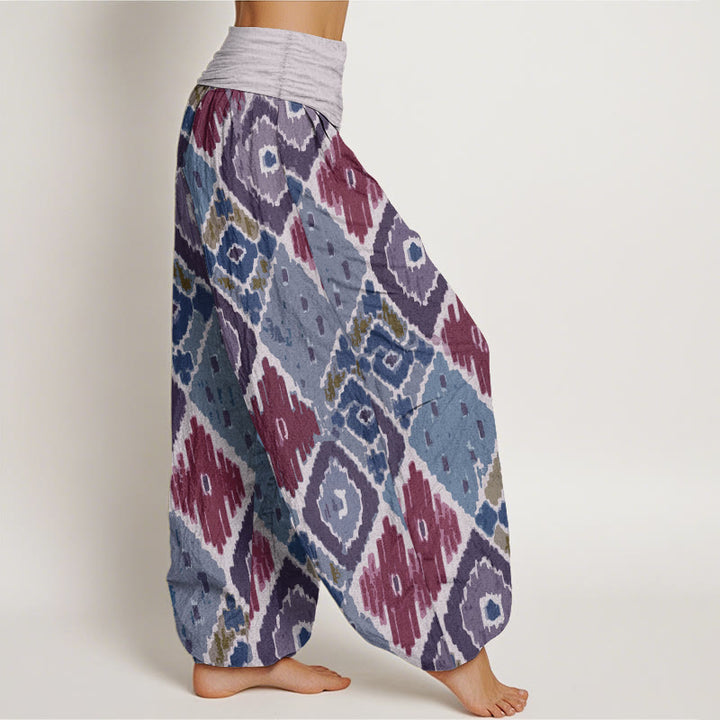 Buddha Stones Pure Cotton Plaid Printed Women's Elastic Waist Harem Pants - image 10