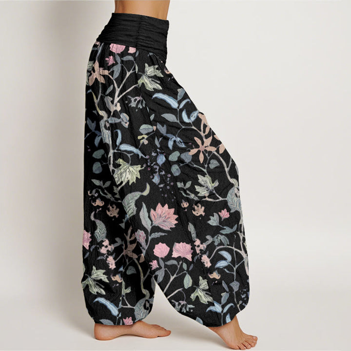 Buddha Stones Pure Cotton Floral Leaf Vine Design Women's Elastic Waist Harem Pants - image 10