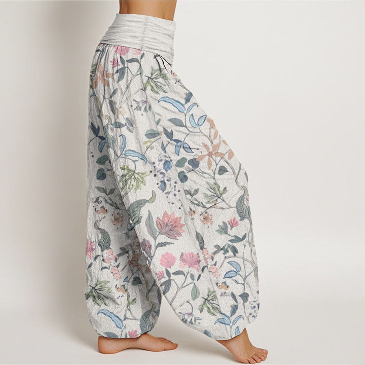 Buddha Stones Pure Cotton Floral Leaf Vine Design Women's Elastic Waist Harem Pants - image 7
