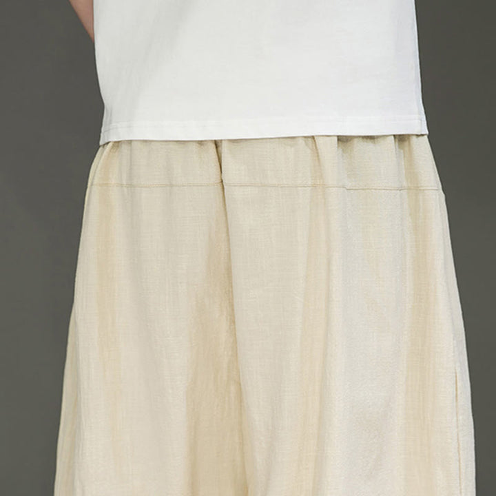 Buddha Stones Casual Drawstring Cotton Linen Men's Capri Harem Pants With Pockets - image 8