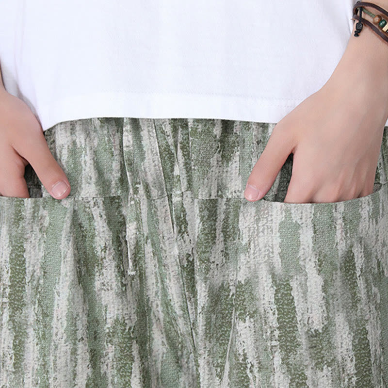 Buddha Stones Summer Stripes Cotton Linen Men's Capri Pants With Pockets - image 15