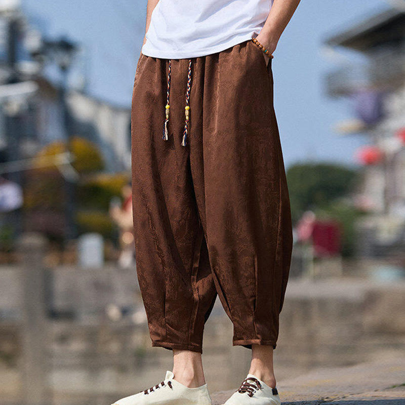 Buddha Stones Summer Character Embroidery Design Drawstring Men's 7-8 Length Pants With Pockets - image 10