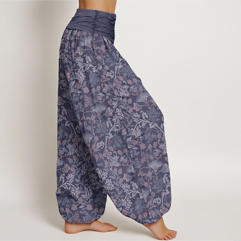 Buddha Stones Casual Flower Vine Leaves Pattern Women's Elastic Waist Harem Pants - image 8