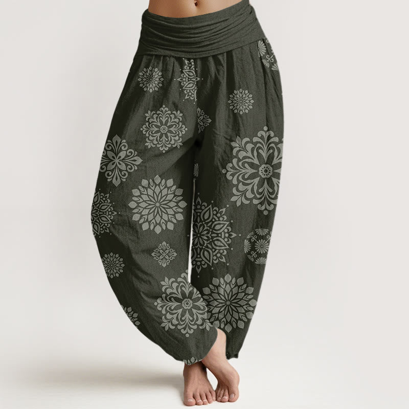 Buddha Stones Casual Mandala Pattern Women's Elastic Waist Harem Pants - DarkOliveGreen - US22，UK/AU26，EU54 (6XL) - image 8