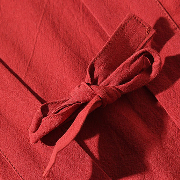 Buddha Stones Embroidery Flying White Cranes Cotton Linen Open Front Jacket Men's Kimono - image 7