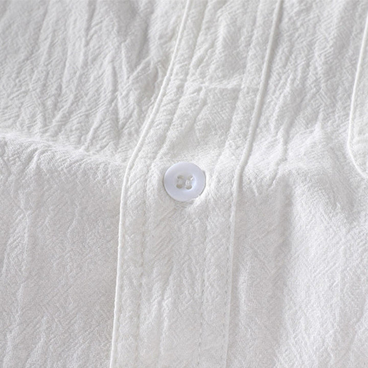 Buddha Stones Summer Solid Men's Buttons Half Sleeve Cotton Linen Shirt - image 10