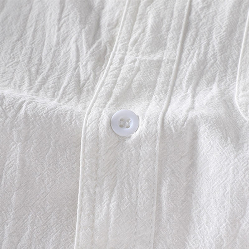 Buddha Stones Summer Solid Men's Buttons Half Sleeve Cotton Linen Shirt - image 10