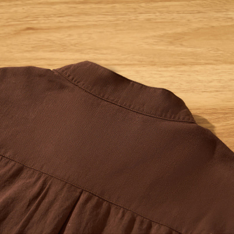 Buddha Stones Summer Solid Men's Half Button Short Sleeve Cotton Shirt - image 23