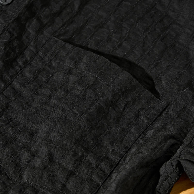 Buddha Stones Summer Solid Breathable Men's Buttons Short Sleeve Tencel Shirt - image 26