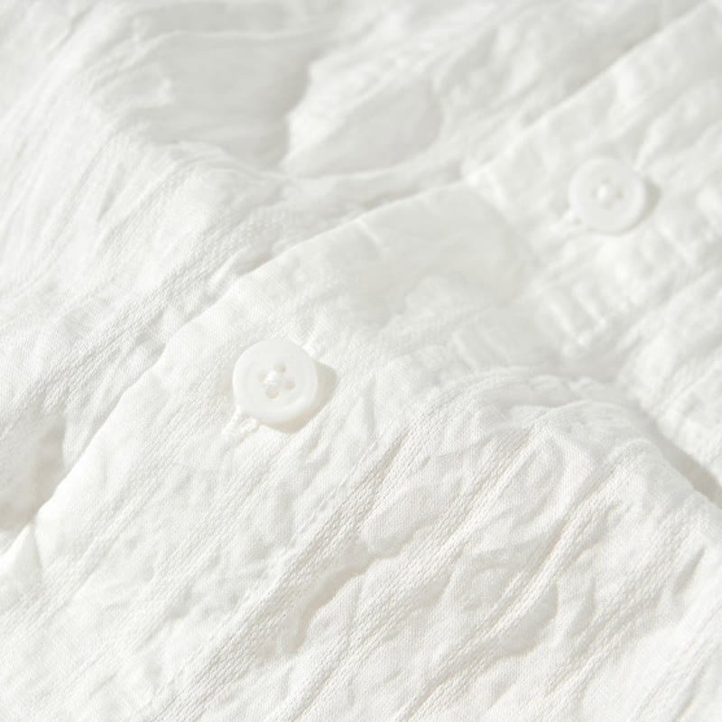 Buddha Stones Summer Solid Breathable Men's Buttons Short Sleeve Tencel Shirt - image 17