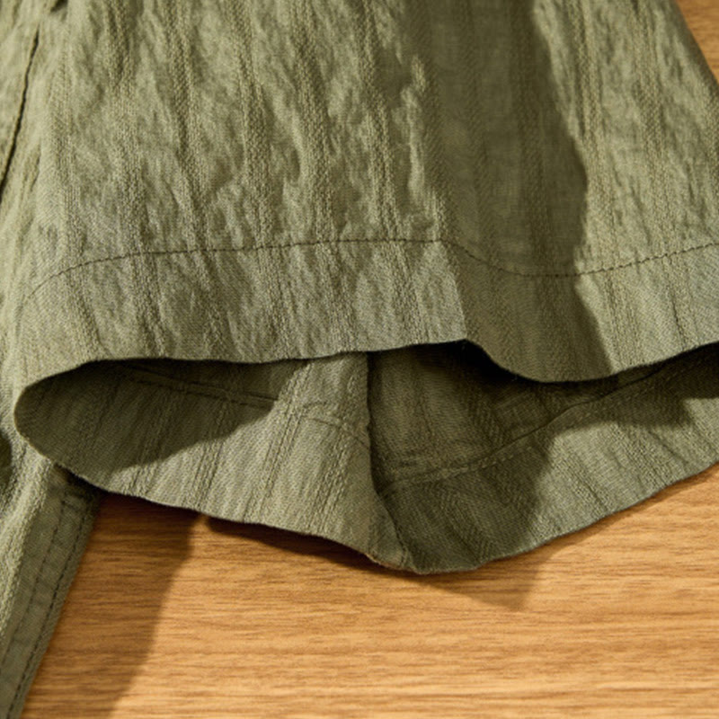 Buddha Stones Summer Solid Breathable Men's Buttons Short Sleeve Tencel Shirt - image 9