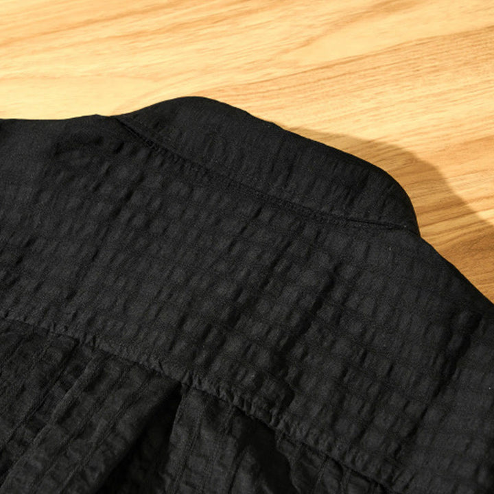 Buddha Stones Summer Solid Breathable Men's Buttons Short Sleeve Tencel Shirt - image 22