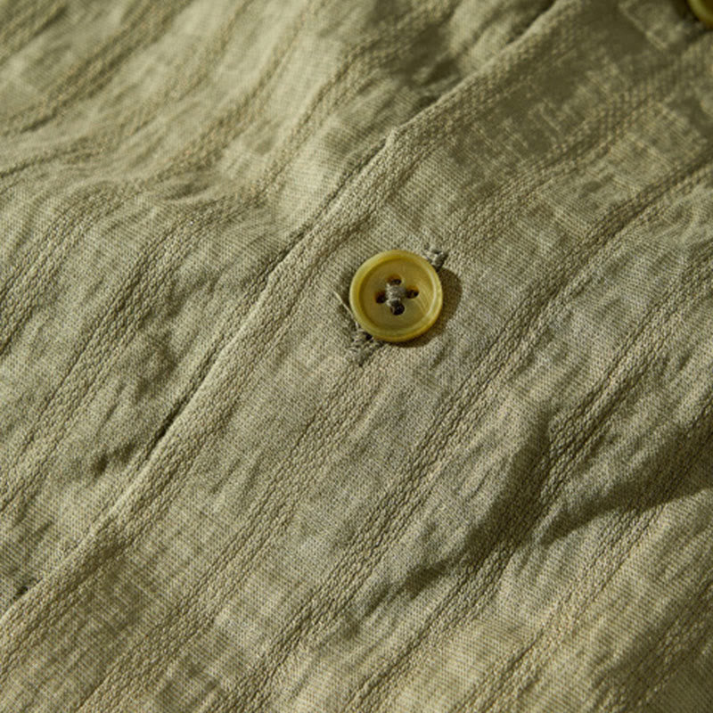 Buddha Stones Summer Solid Breathable Men's Buttons Short Sleeve Tencel Shirt - image 8