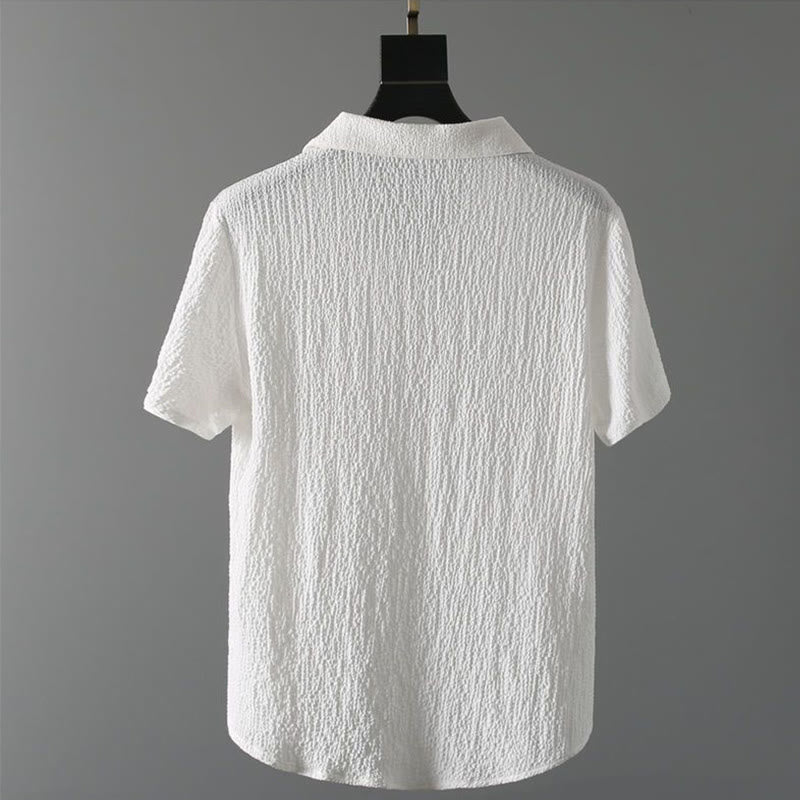 Buddha Stones 2Pcs Solid Color Wrinkle V-Neck Short Sleeve T-shirt Pants Clothing Men's Set - image 9