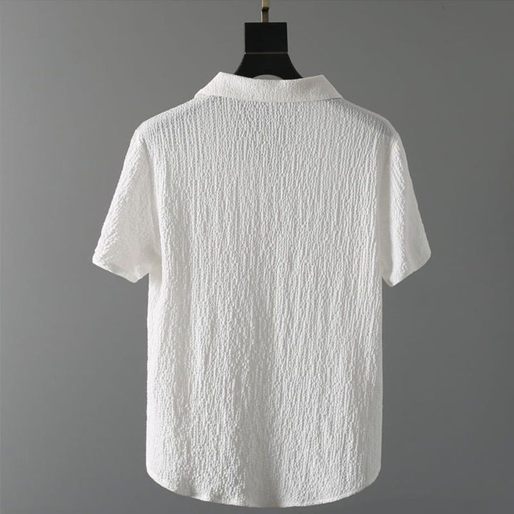 Buddha Stones 2Pcs Solid Color Wrinkle V-Neck Short Sleeve T-shirt Pants Clothing Men's Set - image 9