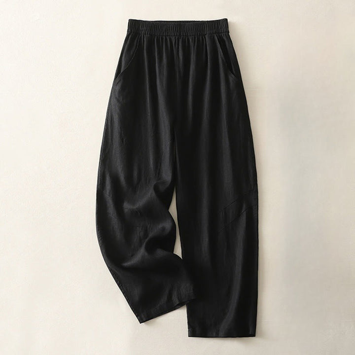 Buddha Stones Summer Daily Solid Color Elastic Waistband Design Women's Wide Leg Pants With Pockets - Black - US8-10，UK/AU12-14，EU40-42 (2XL) - image 22