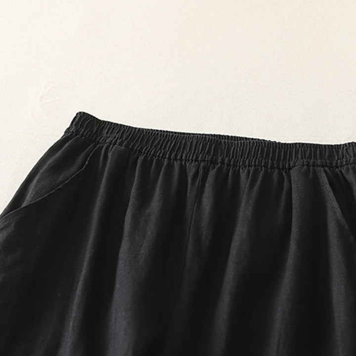 Buddha Stones Summer Daily Solid Color Elastic Waistband Design Women's Wide Leg Pants With Pockets - image 23