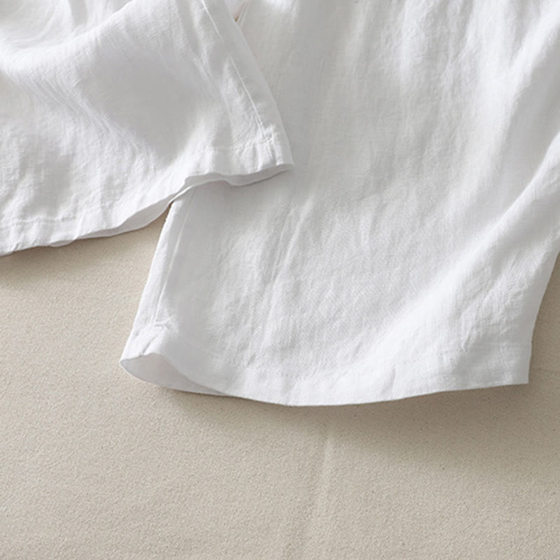 Buddha Stones Summer Daily Solid Color Elastic Waistband Design Women's Wide Leg Cotton Linen Pants With Pockets - image 20