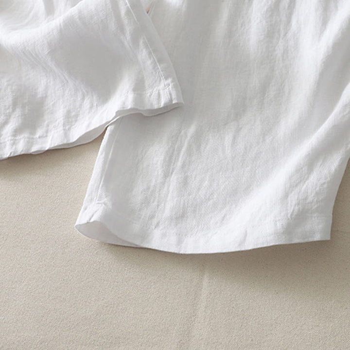 Buddha Stones Summer Daily Solid Color Elastic Waistband Design Women's Wide Leg Cotton Linen Pants With Pockets - image 20