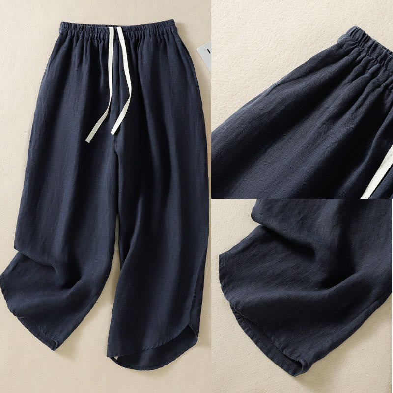 Buddha Stones Casual Plain Drawstring Design Women's Cotton 7-8 Length Pants With Pockets - image 10