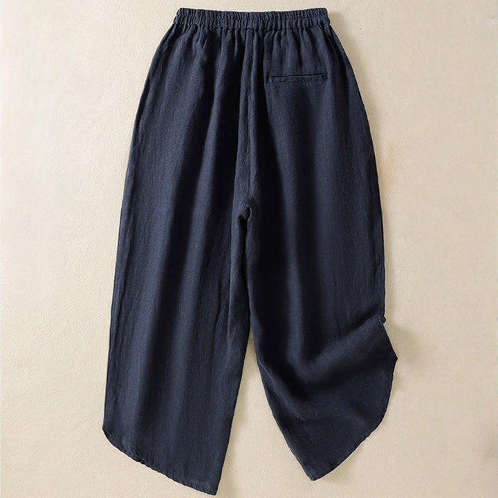 Buddha Stones Casual Plain Drawstring Design Women's Cotton 7-8 Length Pants With Pockets - image 1