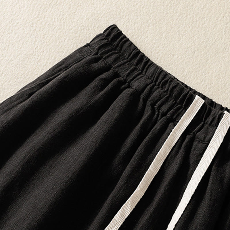 Buddha Stones Casual Plain Drawstring Design Women's Cotton 7-8 Length Pants With Pockets - image 14