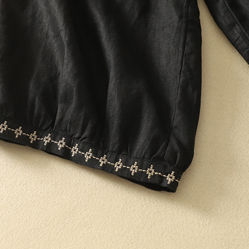 Buddha Stones Casual Retro Drawstring Embroidery Design Women's 7-8 Length Pants With Pockets - image 12