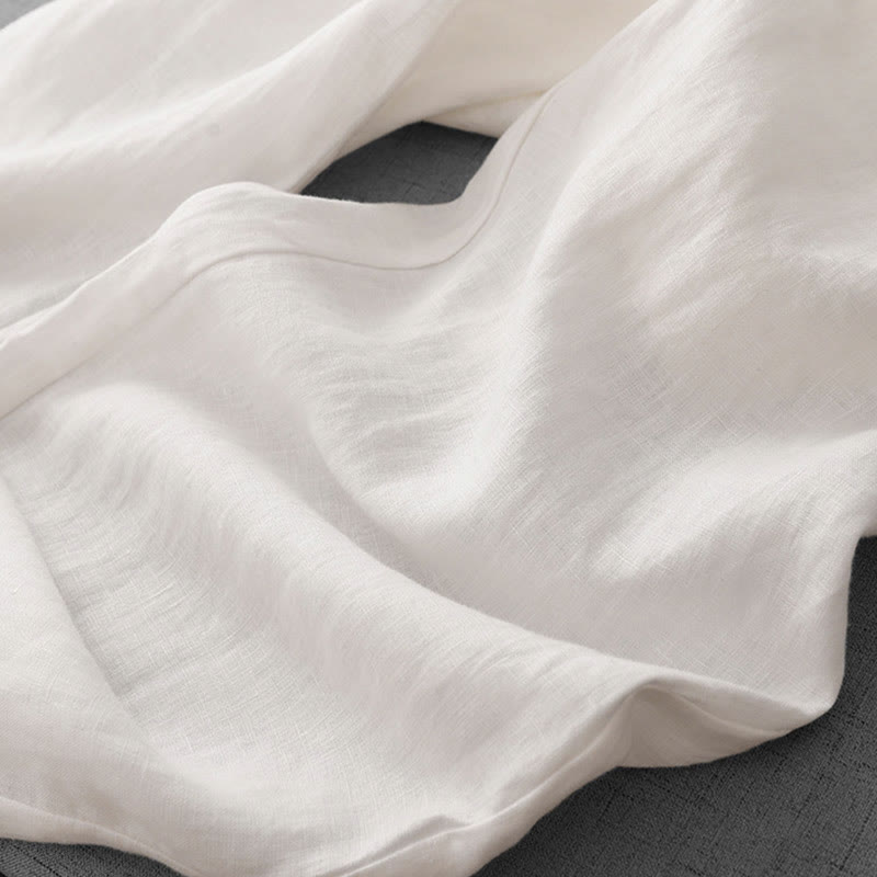 Buddha Stones Casual High Waist Ruffled Drawstring Design Women's Wide Leg Cotton Pants With Pockets - image 15