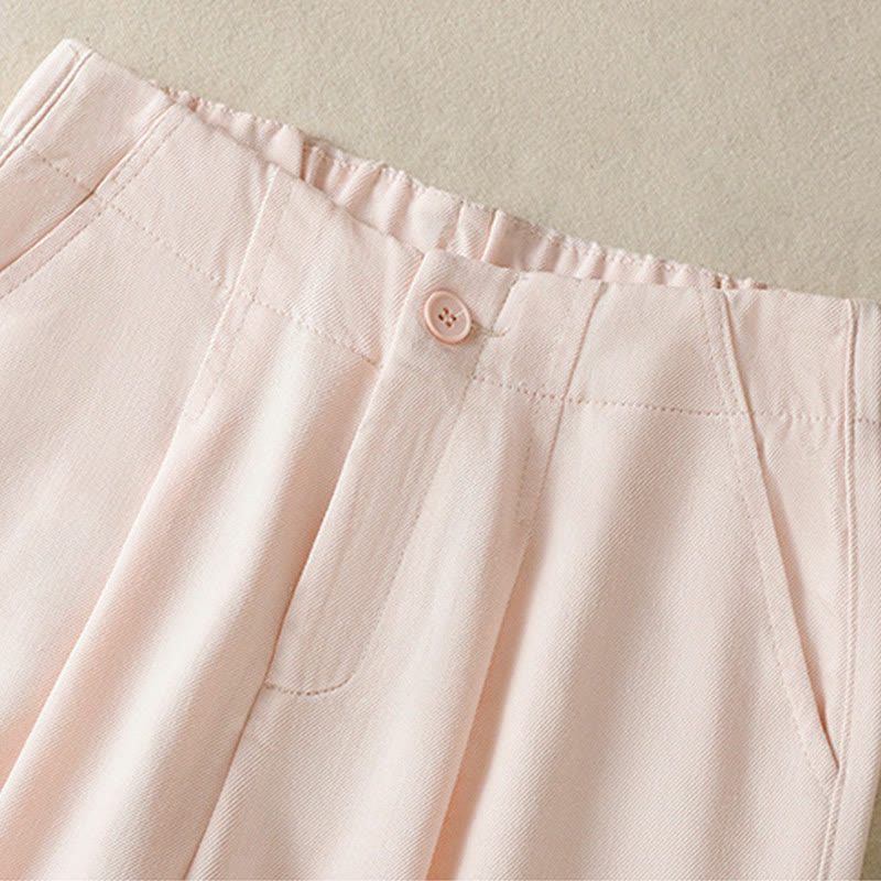 Buddha Stones Casual Lace Patchwork Design High Waist Women's Wide Leg Ankle-Length Pants With Pockets Zipper - image 10